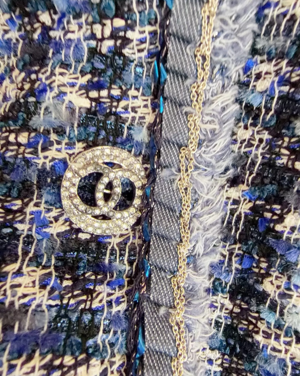 Chanel 20P Tweed Jacket Blue, Grey FR 38