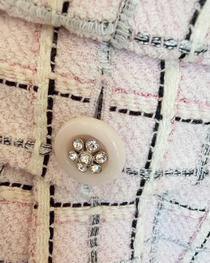 Chanel 25C Checked Tweed Mini Dress Pink, White, Black FR 34