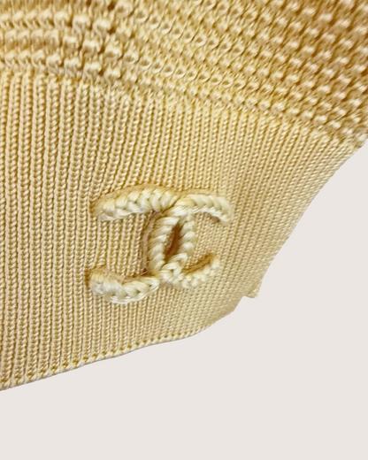Chanel 26S Cashmere V-Neck Vest Yellow FR 38