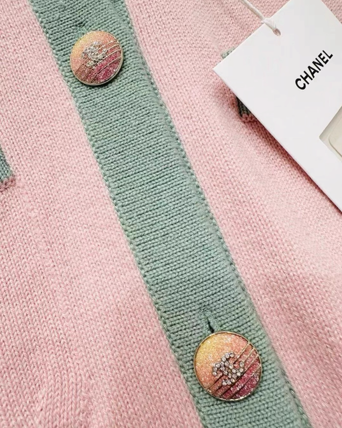 Chanel 24C Four-Pocket Cashmere Cardigan Pink, Green FR 34