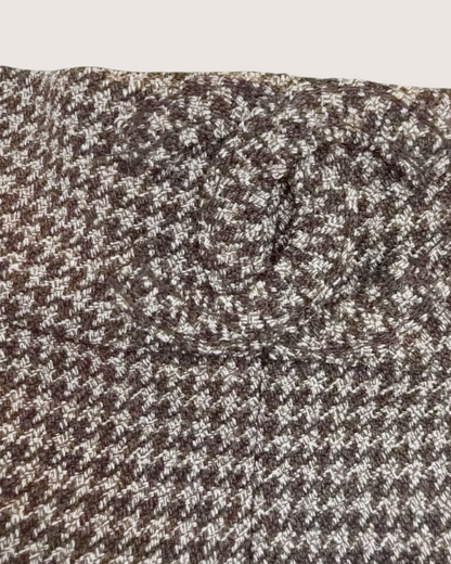Chanel 26S Houndstooth Tweed Wide-Leg Trousers Brown, Beige/Ecru FR 34