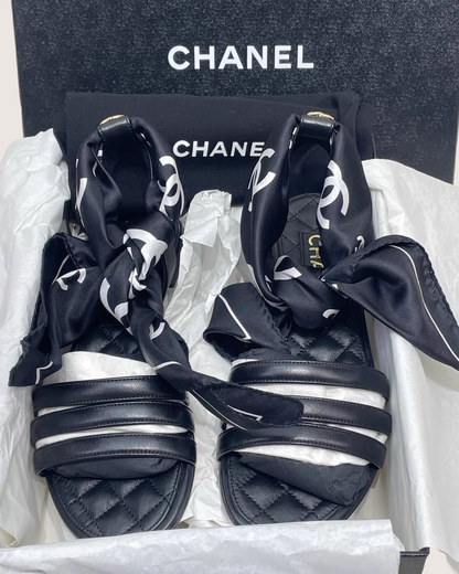 Chanel 26C Scarf Leather Sandals