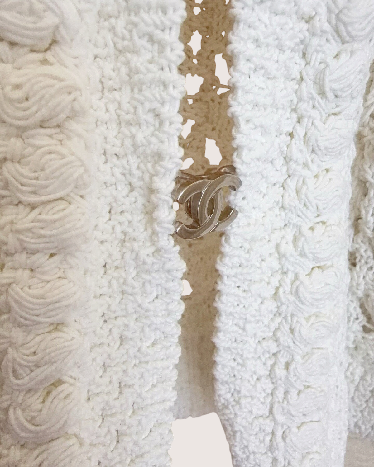 Chanel 26C Openwork Cardigan White FR 34
