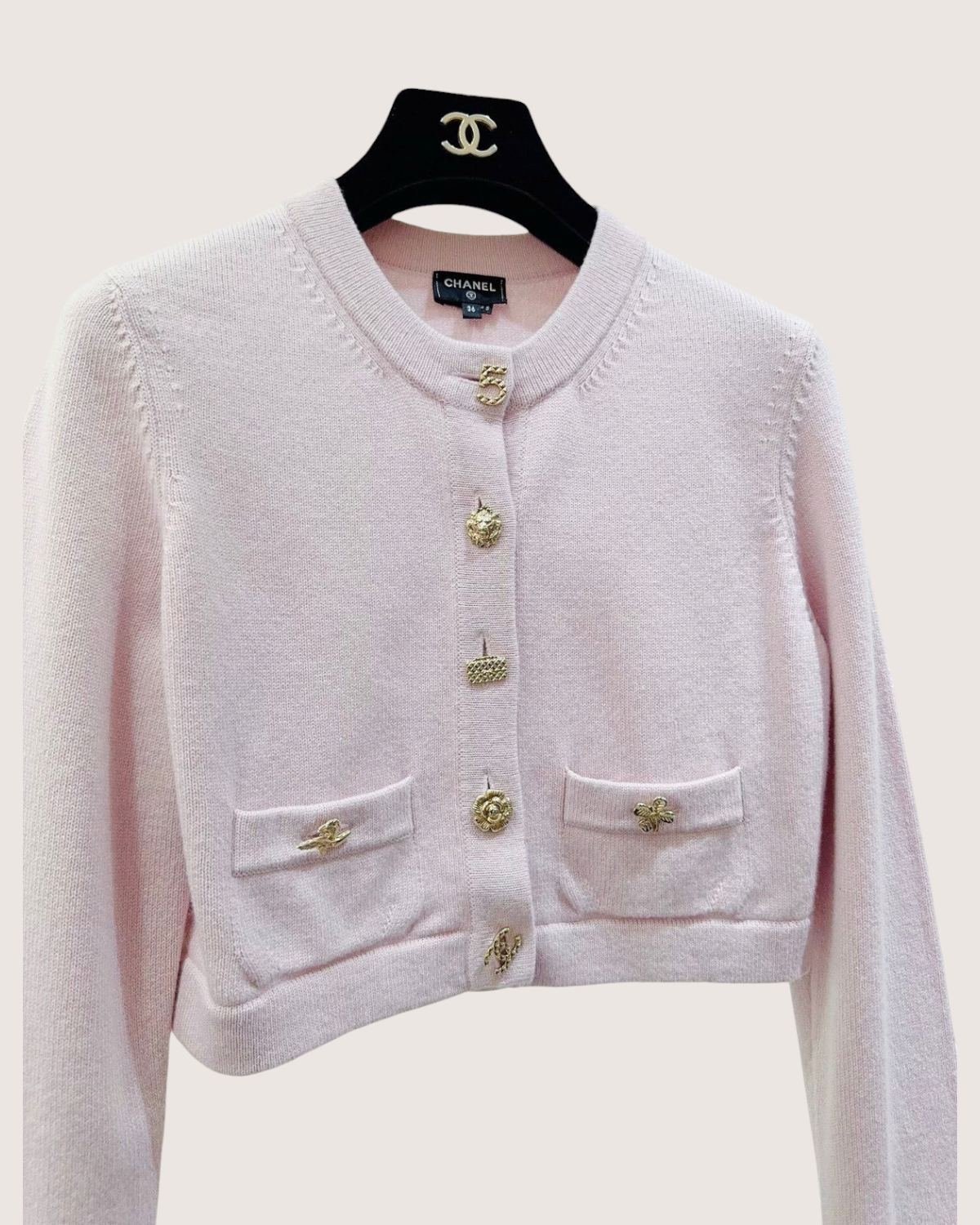 Chanel 22B Cropped Cardigan Pink FR 36