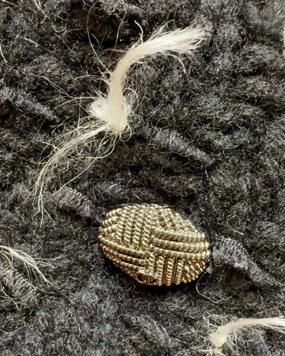 Chanel Fringe Knit Hat Black, White, Gold One Size