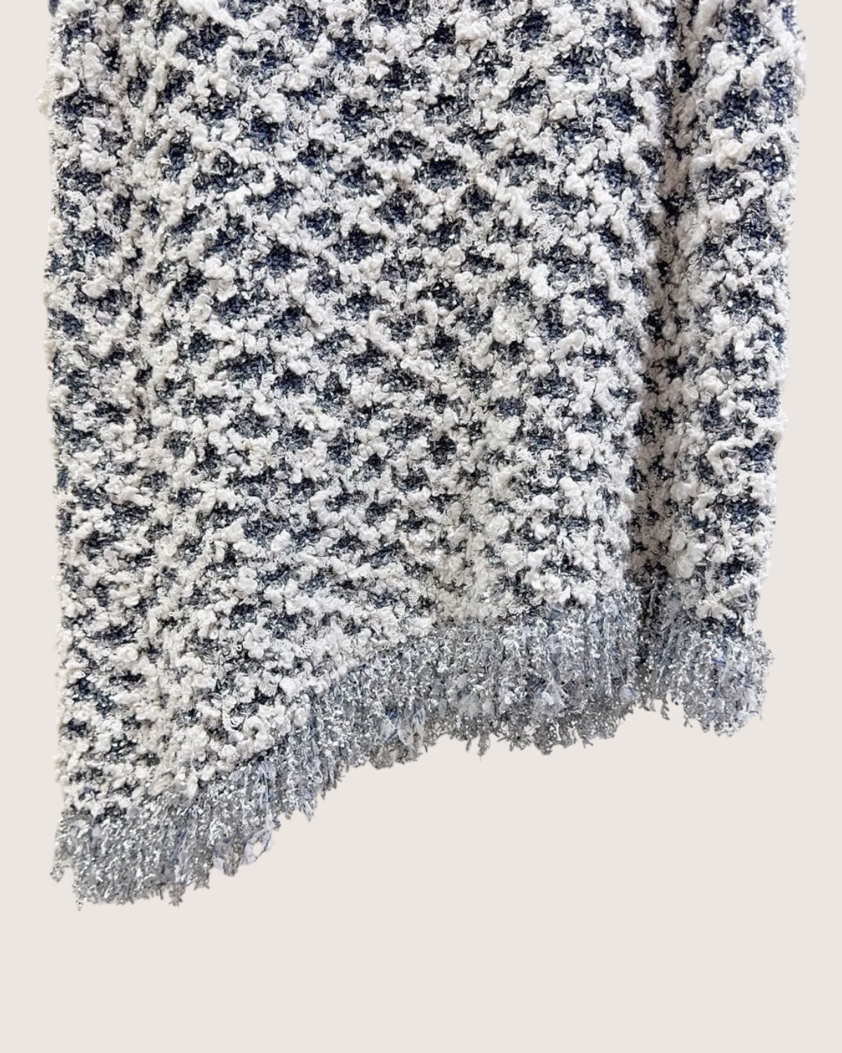 Chanel 18S Asymmetric Fringe Top White, Navy, Silver FR 40