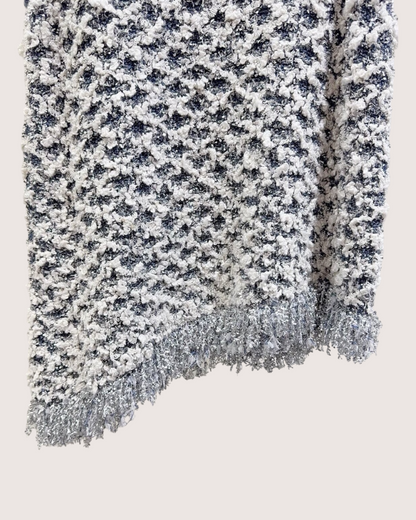 Chanel 18S Asymmetric Fringe Top White, Navy, Silver FR 40