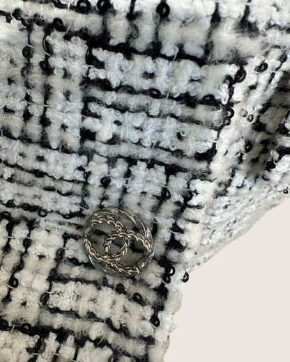 Chanel 23B Sequin Tweed Four-Pocket Jacket White, Black FR 38