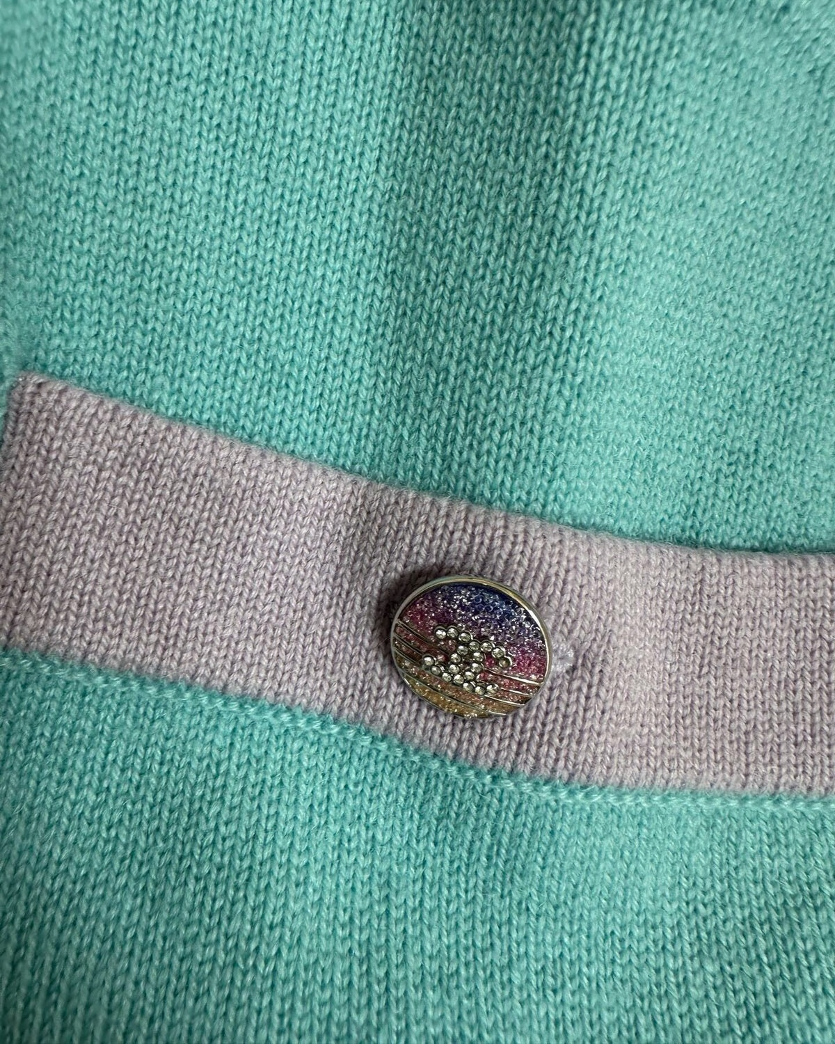 Chanel 24C Cashmere Contrast-Trim Four-Pocket Cardigan Blue, Purple FR 40