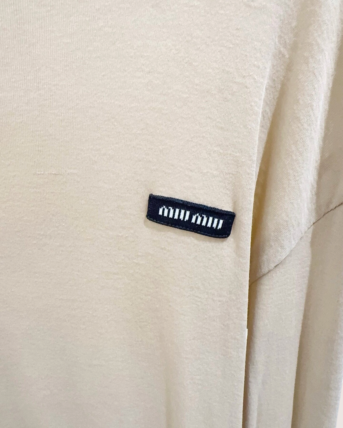 Miu Miu Long-Sleeve Top Beige/Ecru FR 36