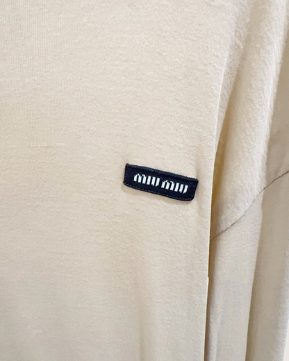 Miu Miu Long-Sleeve Top Beige/Ecru FR 36