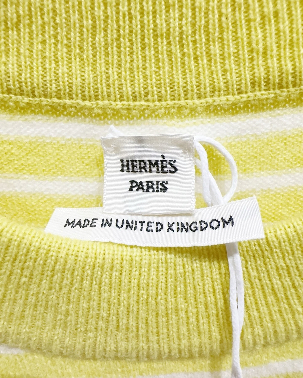 Hermès Striped Cashmere Sweater Yellow, White, Grey FR 36