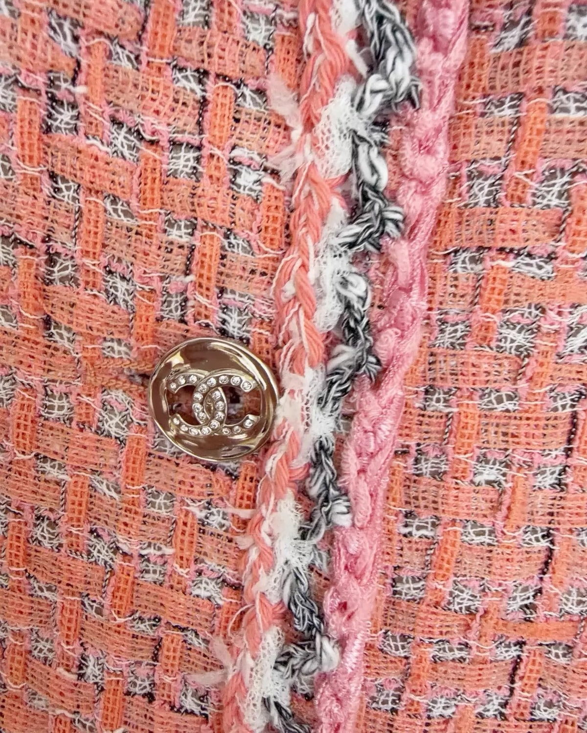 Chanel 24P Collared Braid-Trim Tweed Jacket