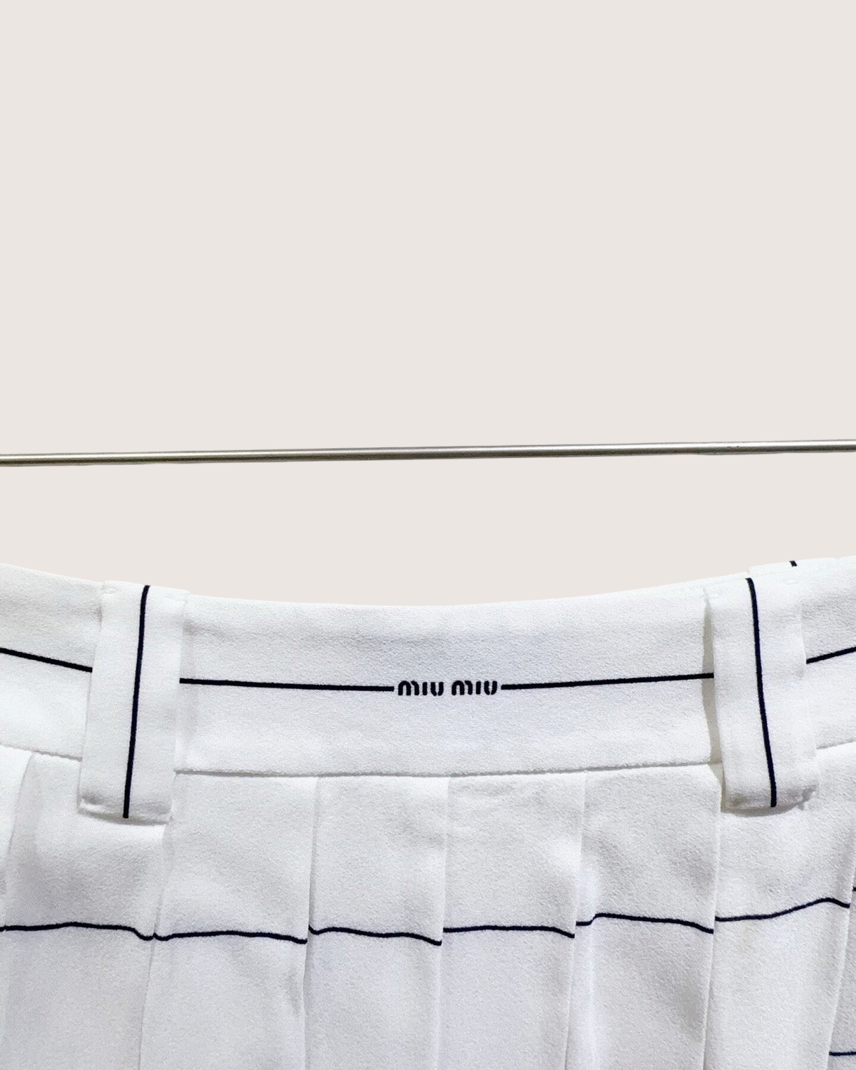 Miu Miu Striped Pleated Mini Skirt White, Navy IT 40