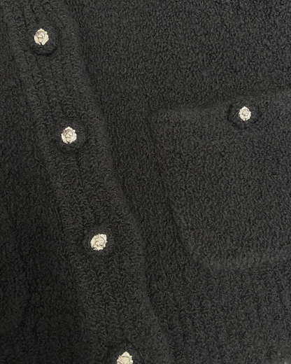 Chanel 24K Cashmere Ruffle Cardigan Black FR 40