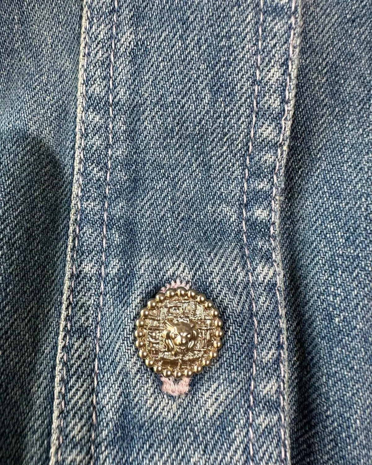 Chanel 25A Tweed-Trim Denim Vest