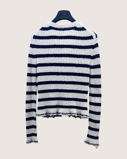 Christian Dior Striped Cardigan & Tank Top Set White, Navy FR 36