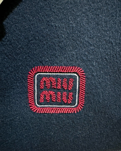 Miu Miu Wool Logo-Patch Mini Skirt Navy IT 36