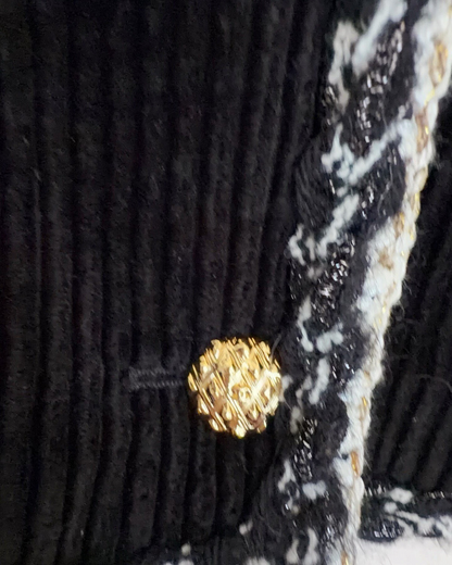 Chanel 25K Four-Pocket Corduroy Jacket Black, Beige/Ecru, Gold FR 34