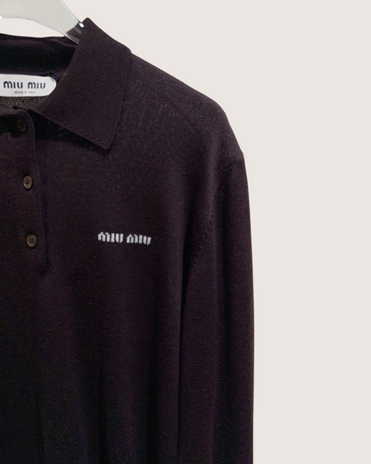 Miu Miu Wool Polo Sweater Brown FR 36