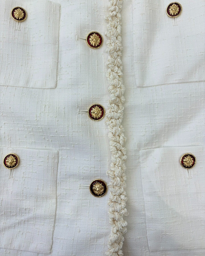 Chanel 26A Fringe-Trim Tweed Vest White FR 36