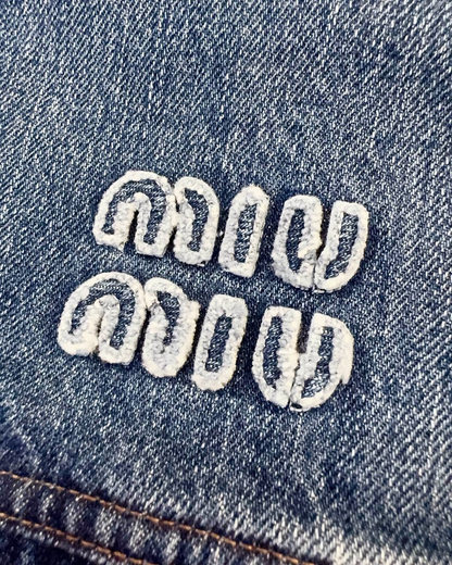 Miu Miu Cropped Denim Jacket Blue IT 38