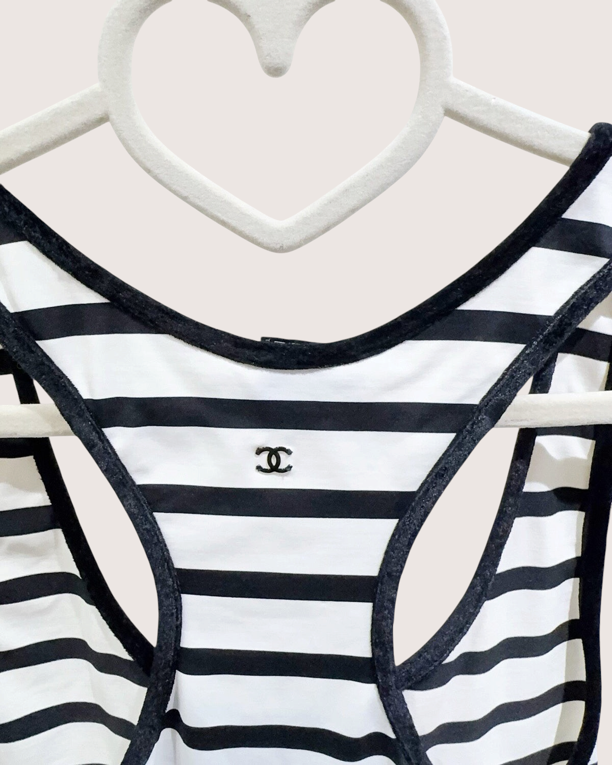 Chanel Striped One-Piece Swimsuit Black, White FR 34