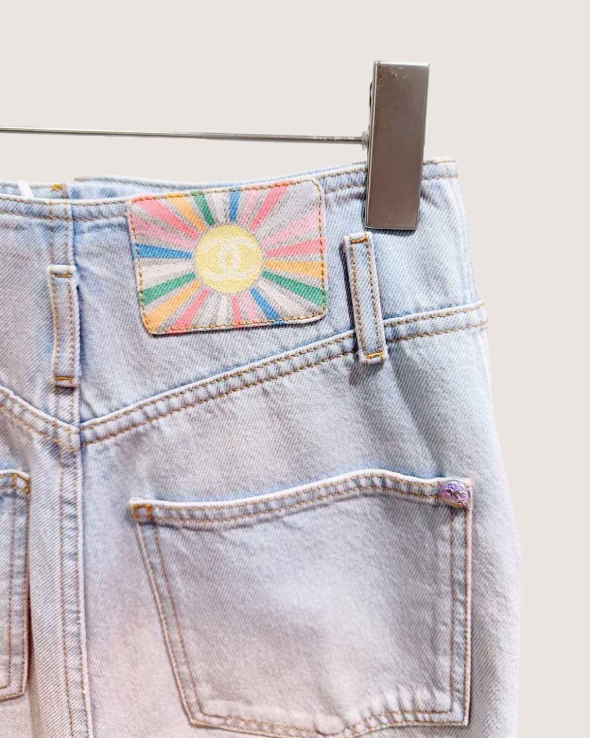 Chanel 24C Denim Shorts Blue, Pink FR 34