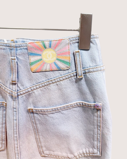 Chanel 24C Denim Shorts Blue, Pink FR 34