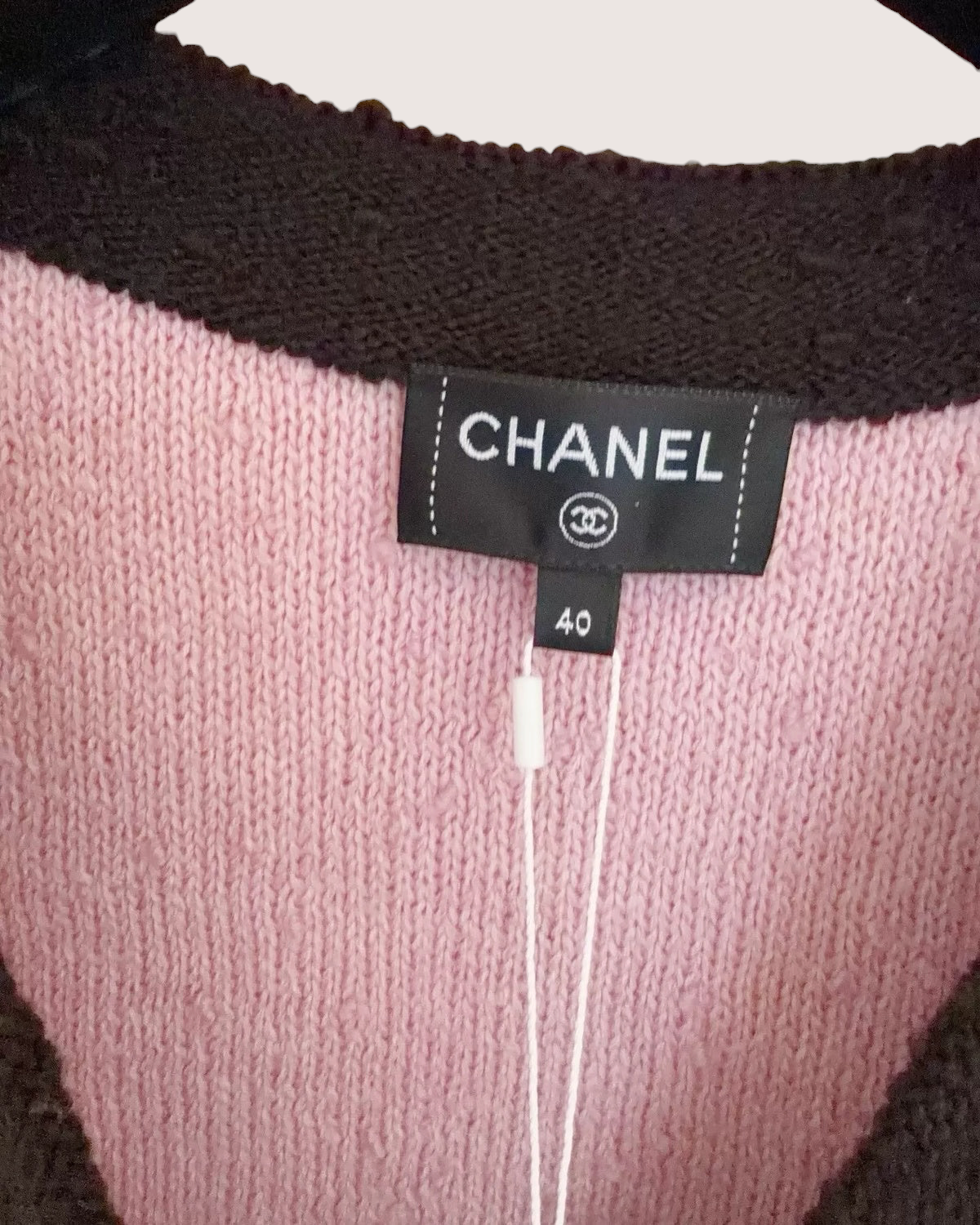 Chanel 24K V-Neck Wool Vest Pink, Black FR 40