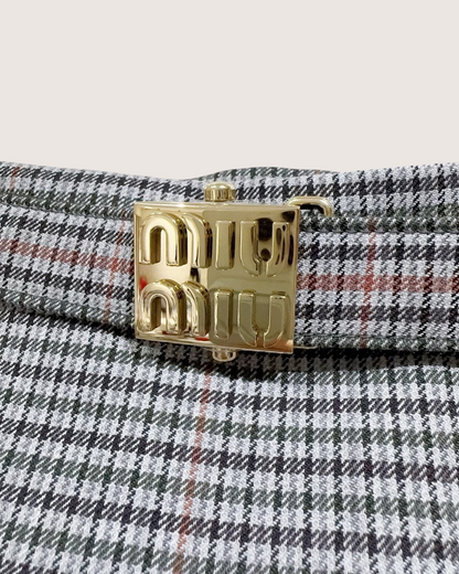 Miu Miu Wool Plaid Mini Skirt Grey, Black, Multicolor FR 42