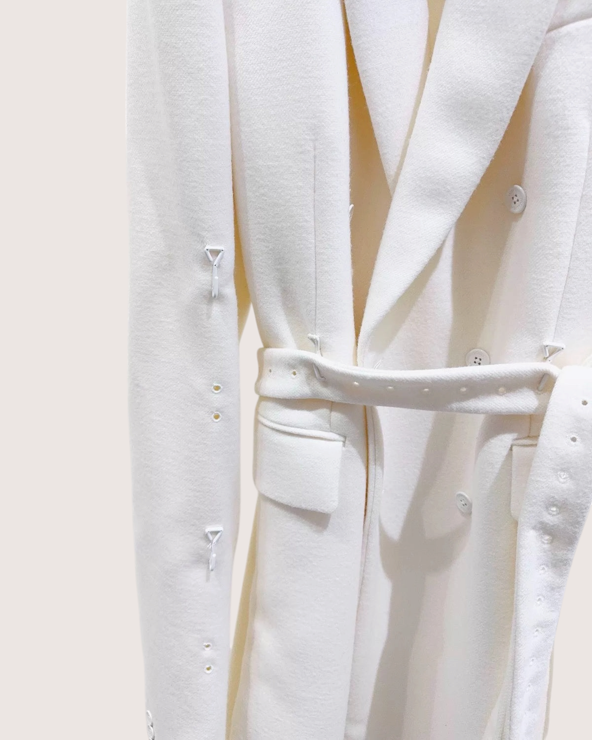 Louis Vuitton Belted Wool Coat White FR 50