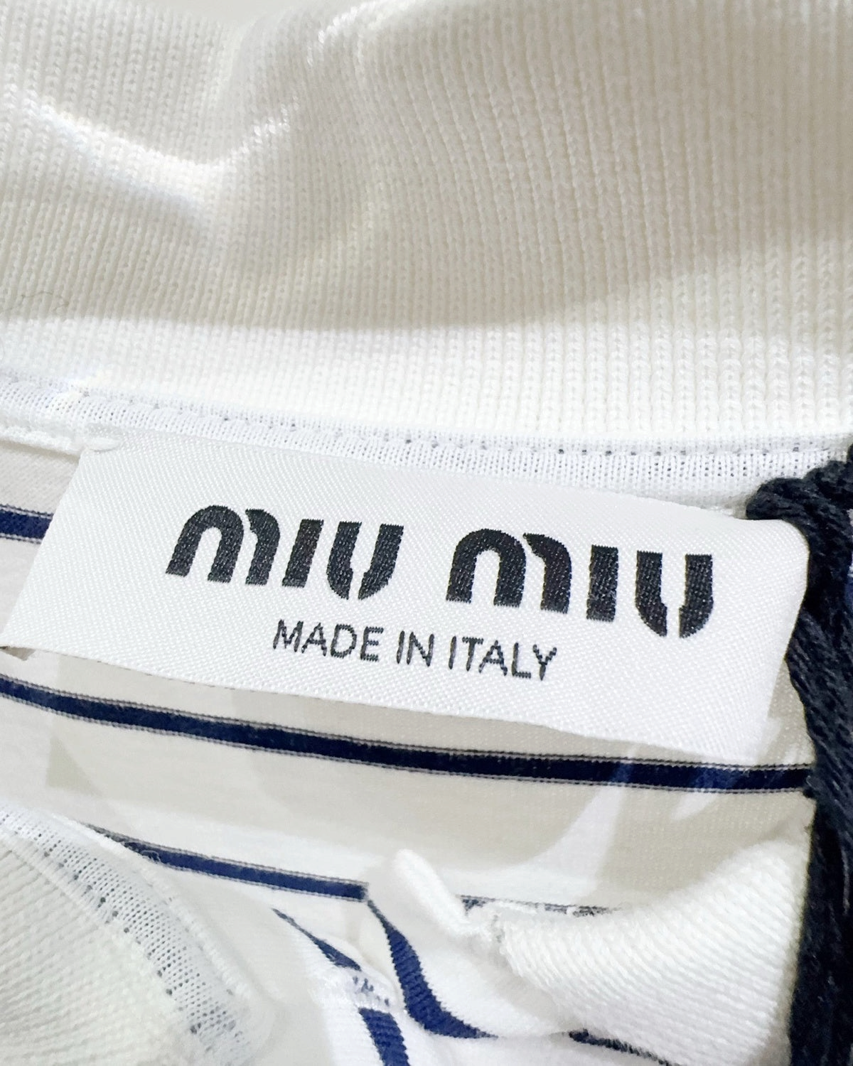 Miu Miu Striped Long-Sleeve Top White, Navy FR 34