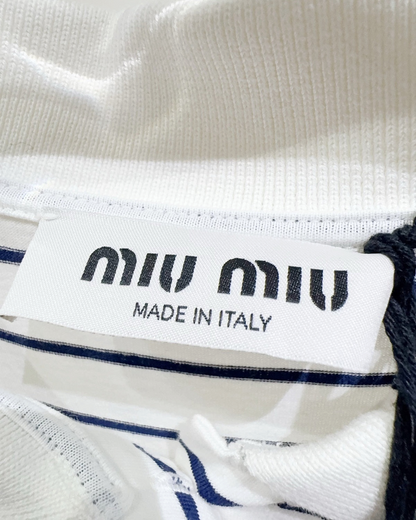 Miu Miu Striped Long-Sleeve Top White, Navy FR 34