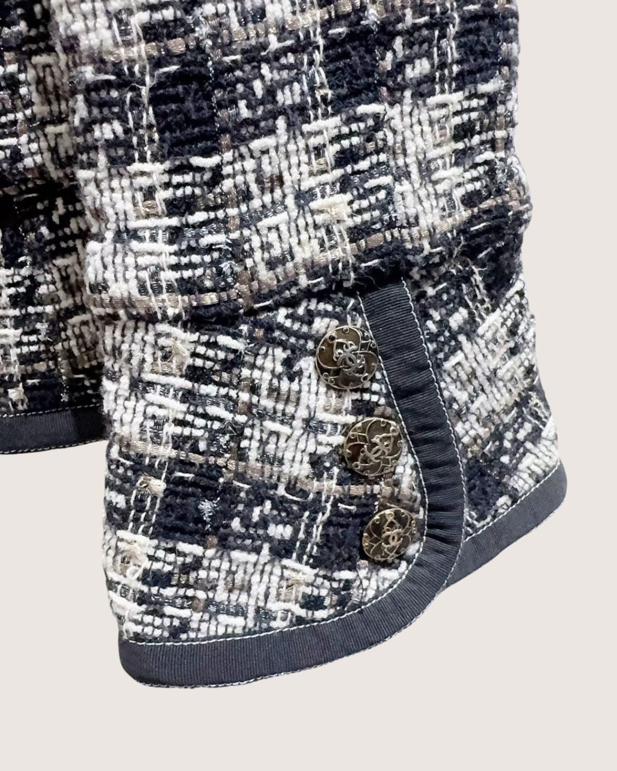 Chanel Plaid Tweed Jacket Navy, White, Multicolor FR 40