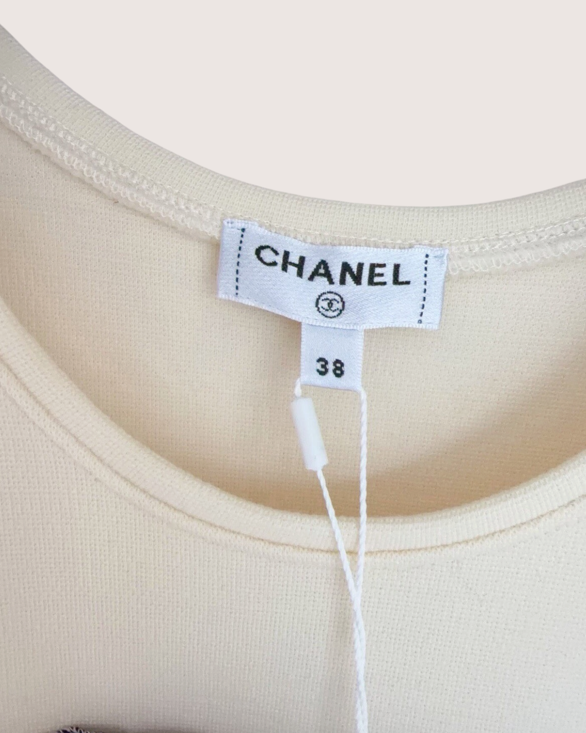Chanel 20A Wool Ruffled CC Tank Top Beige/Ecru, Black FR 38