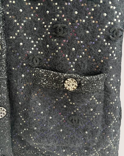 Chanel 22A Quilted Logo Cardigan Black, Multicolor FR 38