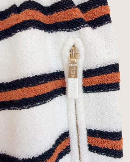 Chanel 26C Striped Wide-Leg Trousers White, Black, Orange FR 38