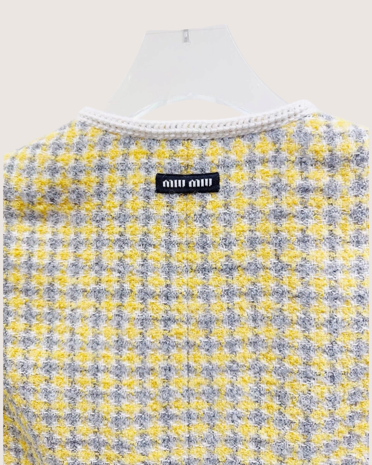 Miu Miu Tweed Cropped Jacket Yellow, Grey, Multicolor FR 36