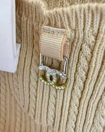 Chanel 22P Cable Button-Front Tank Top Yellow FR 34