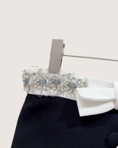 Miu Miu Crystal-Embellished Mini Skirt Navy, White, Silver FR 38