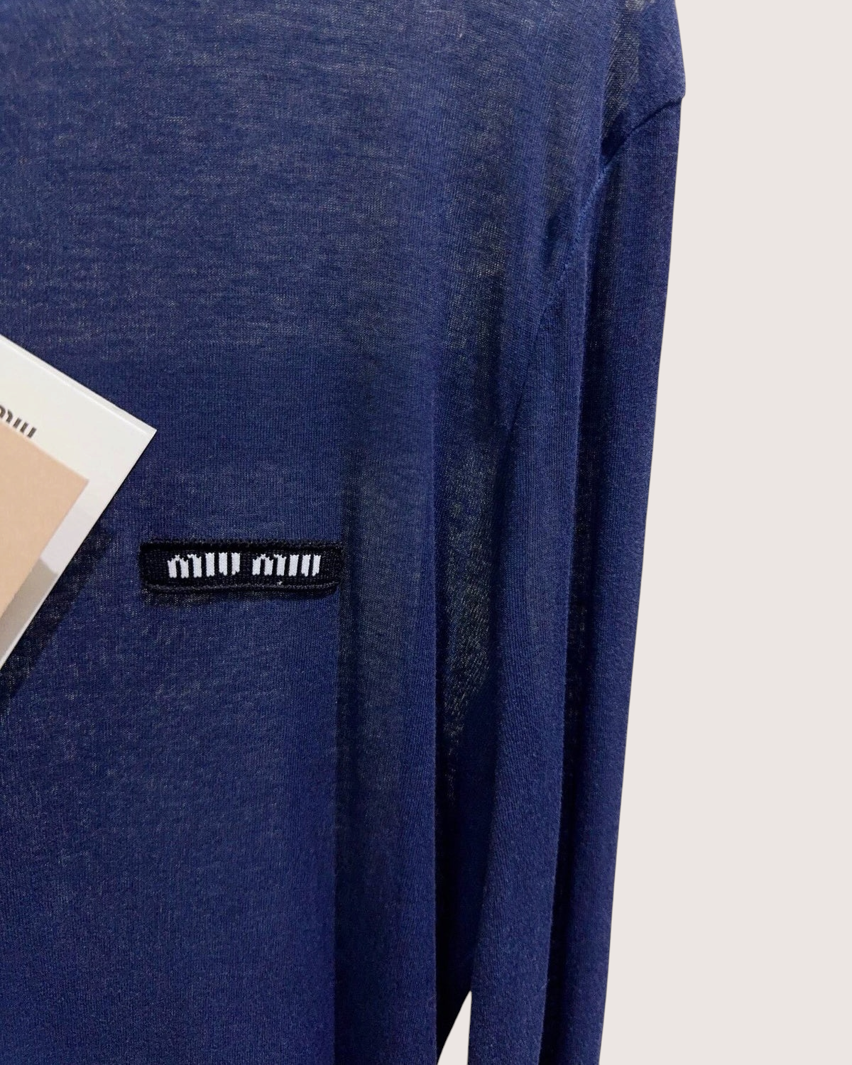 Miu Miu Sheer Long-Sleeve Mini Dress Navy FR 38