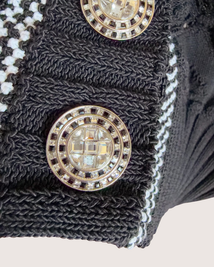 Chanel 23C Openwork Cardigan Black, White FR 36