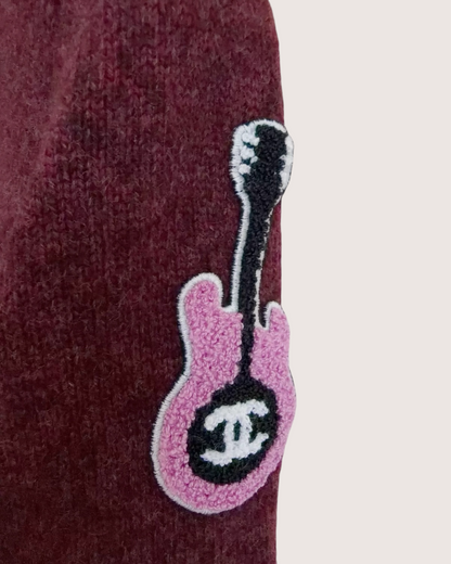Chanel CC Guitar Logo Sweater Burgundy FR 36