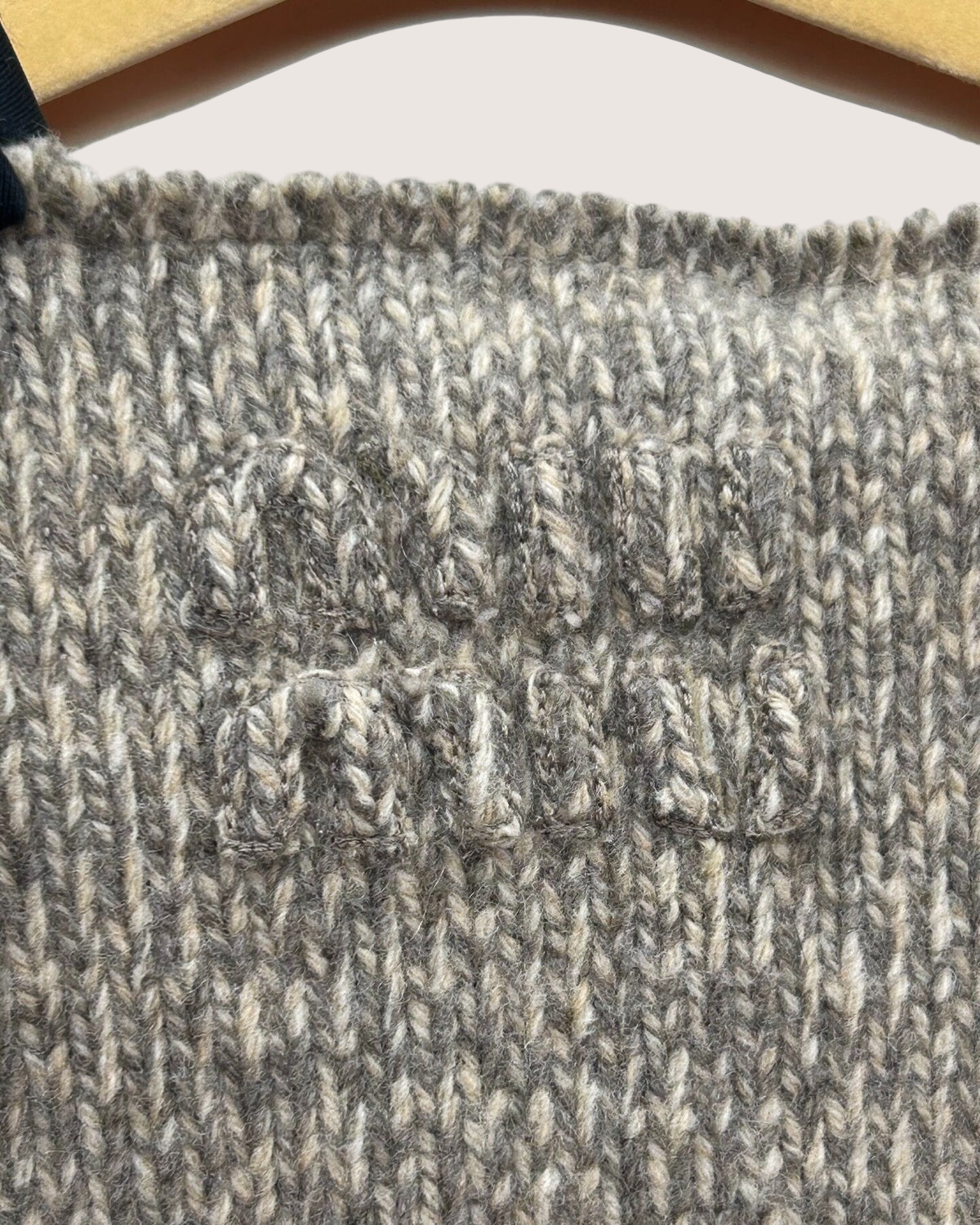 Miu Miu Wool Marled Logo Cardigan Grey, Beige/Ecru IT 36