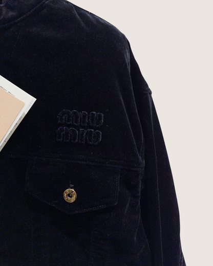 Miu Miu Cropped Velvet Jacket Black FR 38