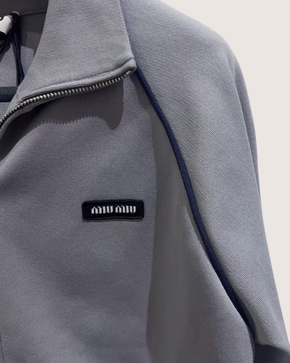 Miu Miu Zip-Up Track Jacket Grey FR 38