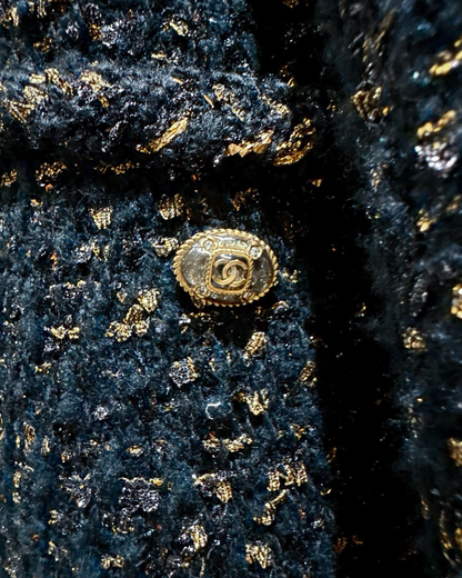 Chanel 19A Tweed Zip-Up Jacket Black, Gold FR 34