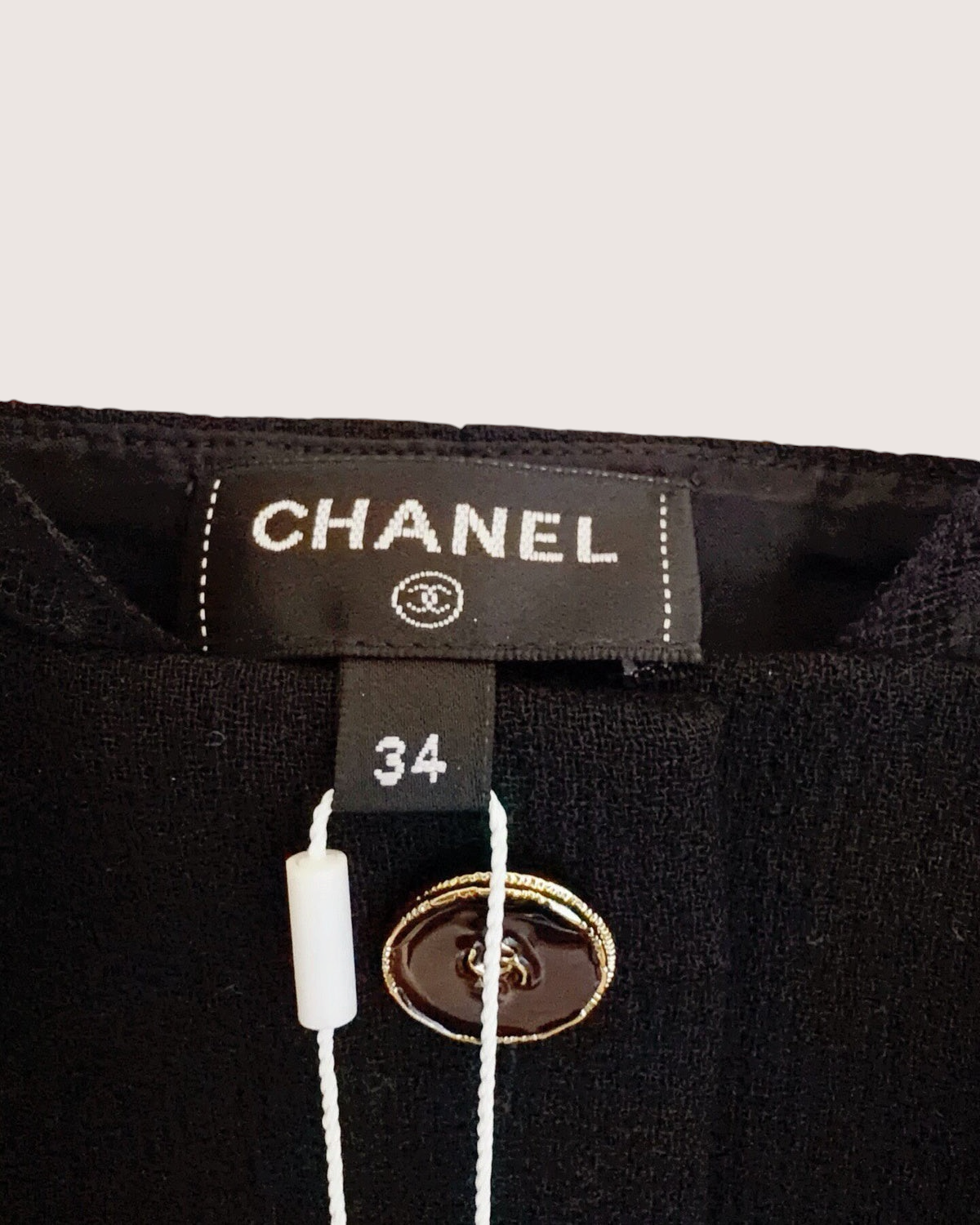Chanel 25B Wool Logo Lace Bustier Top Black FR 34