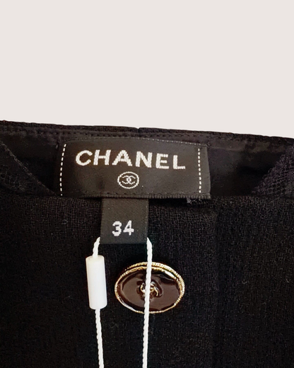 Chanel 25B Wool Logo Lace Bustier Top Black FR 34